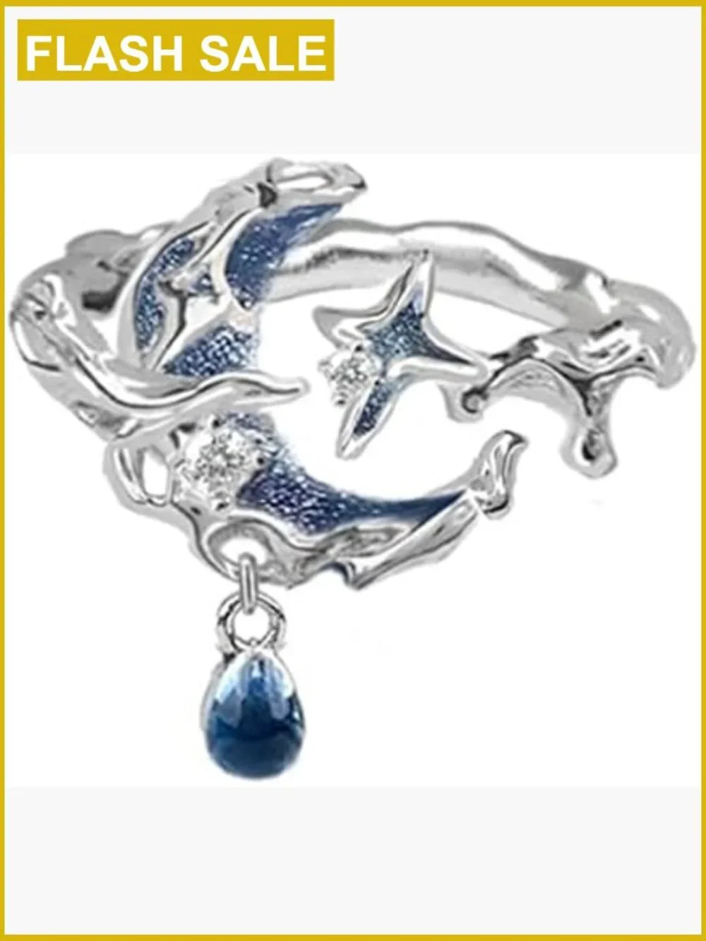 Adjustable Star Moon Statement Ring Copper Alloy